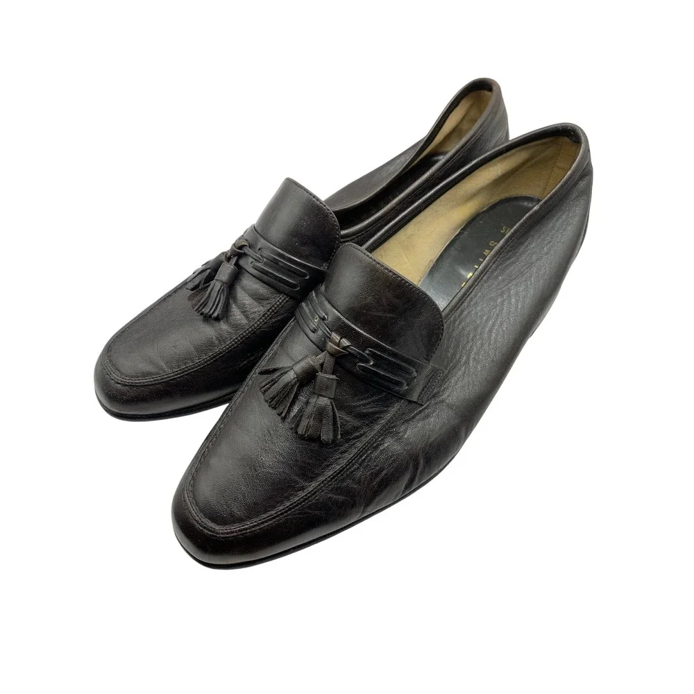 Bally of Switzerland Continentals Severino Brown Leather Tassel Loafers Mens 8.5